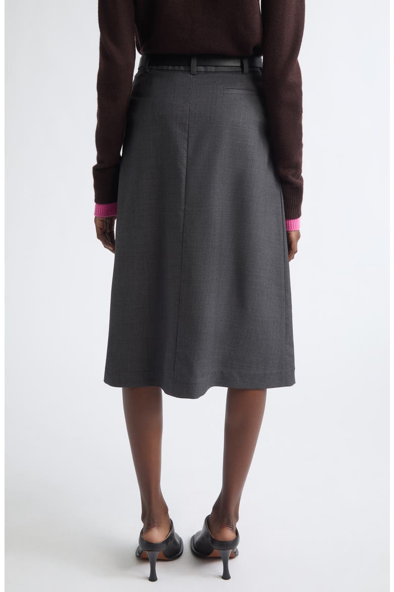 Pleated Asymmetrical Wool Blend Wrap Midi Skirt, Alternate, color, DARK CHARCOAL