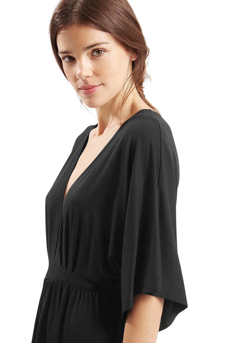 Plunge Jersey Romper, Alternate, color, BLACK