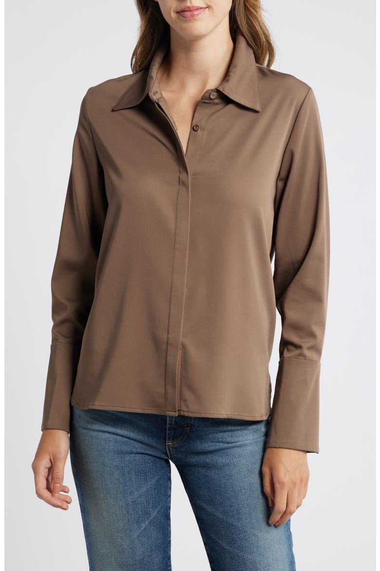 Flare Cuff Button-Up Shirt, Main, color, GINGER SNAP