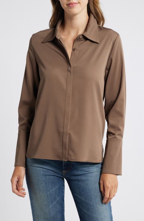 Flare Cuff Button-Up Shirt