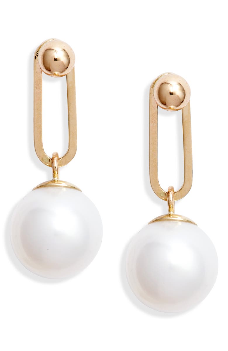 Poppy Finch Pearl Paper Clip Drop Earrings, Main, color,