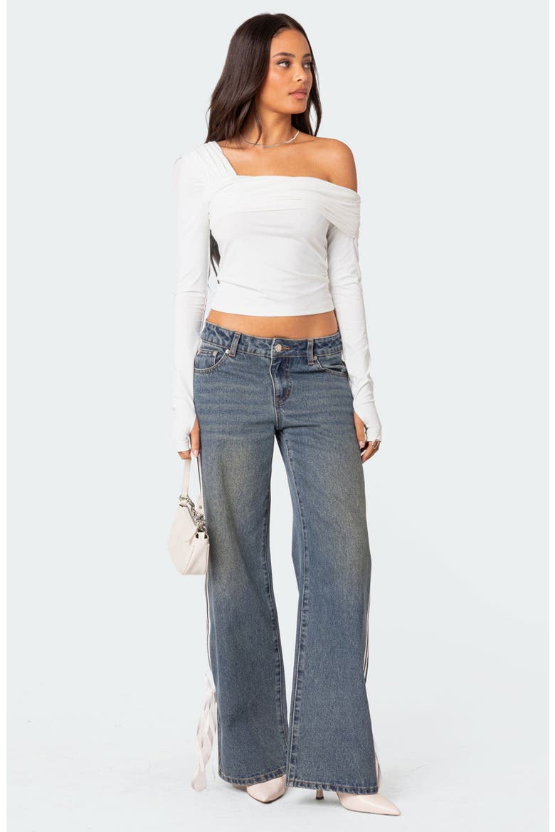 Asymmetric Neck Crop Top, Alternate, color, WHITE
