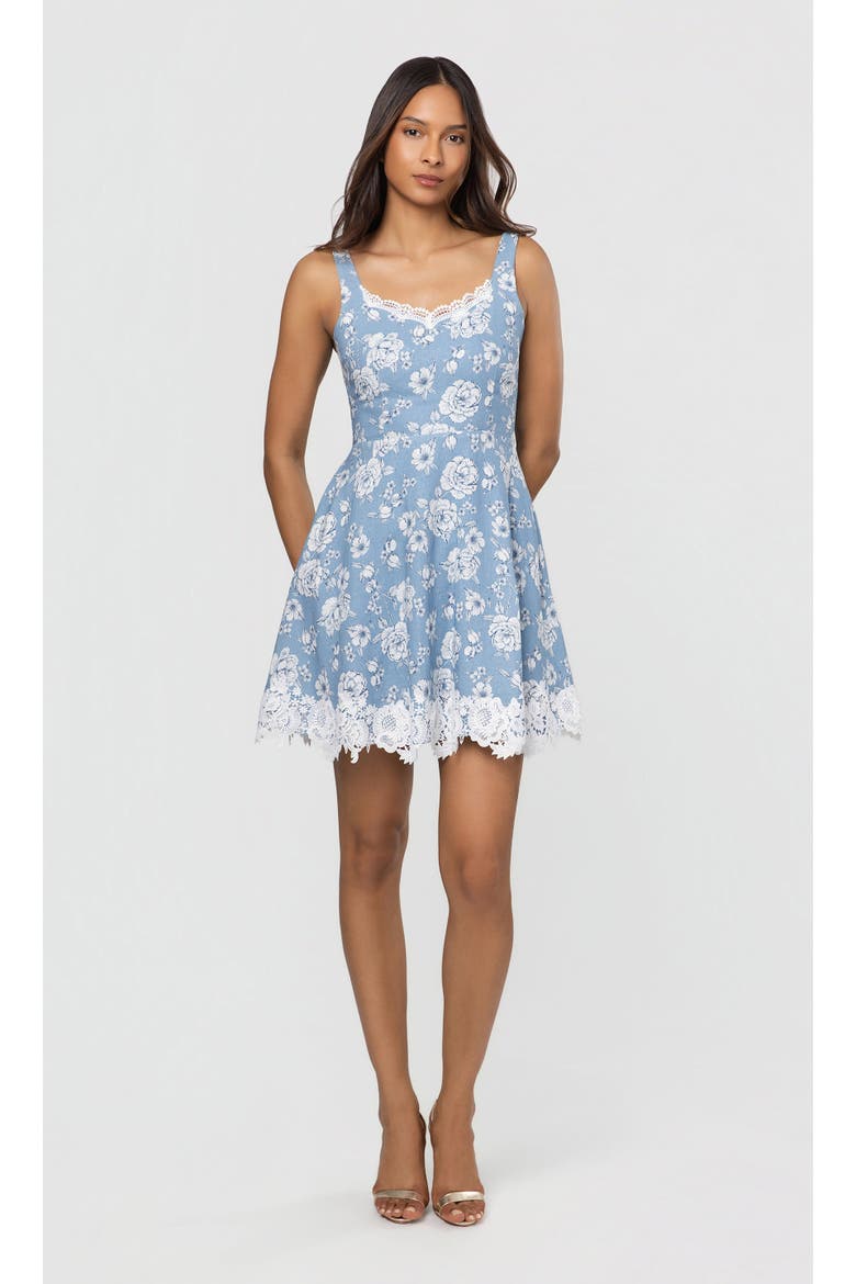Ivy Floral Linen Dress, Alternate, color, Heritage Toile Bl/Wh