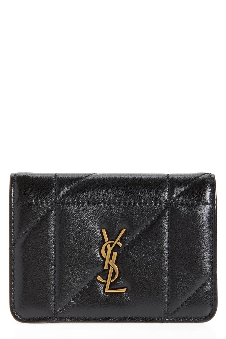 Jamie Carré Rive Gauche Matelassé Leather Bifold Card Case, Main, color, NOIR