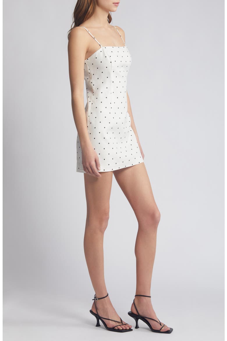 Joie Polka Dot Linen Mnidress, Alternate, color, BLACK/WHITE DOT