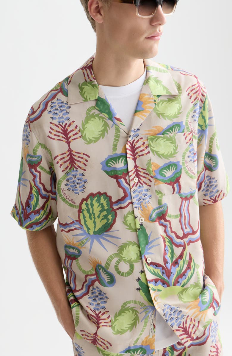 Scotch & Soda Relaxed Fit Print Short Sleeve Button-Up Shirt, Alternate, color, Desert Floral Canyon Clay