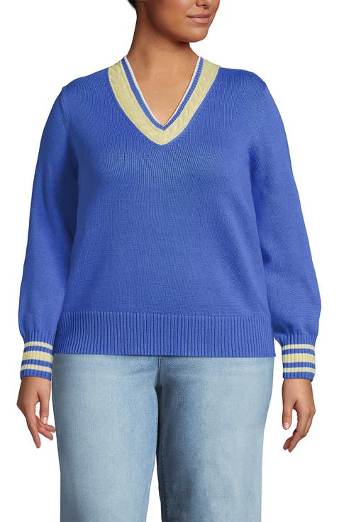 Plus Size Drifter Set in Sleeve Vneck Sweater