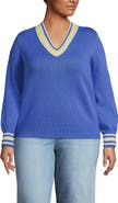 Lands' End Plus Size Drifter Set in Sleeve Vneck Sweater