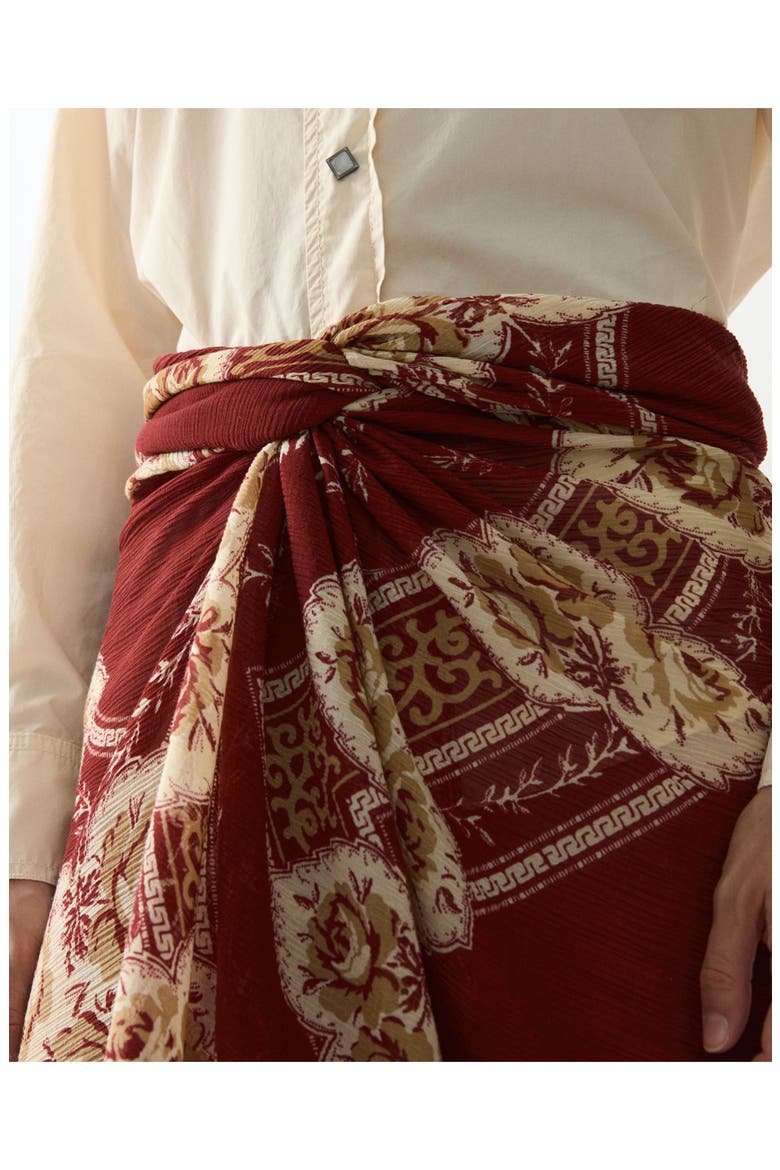 Nelly Printed Silk Sarong Skirt, Alternate, color, Pink
