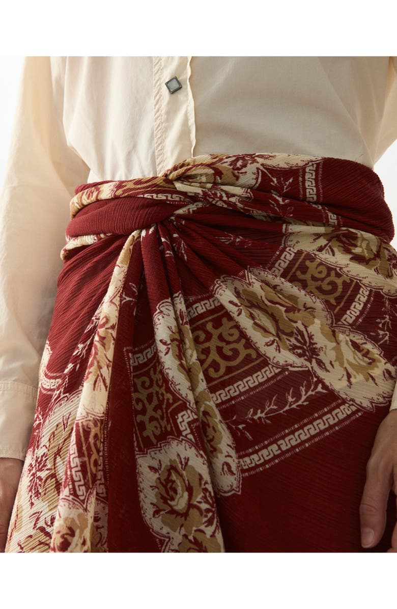 Fortela Nelly Printed Silk Sarong Skirt, Alternate, color, Pink