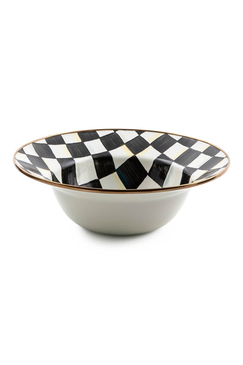 Courtly Check Enamel Serving Bowl, Main, color, BLACK/ WHITE