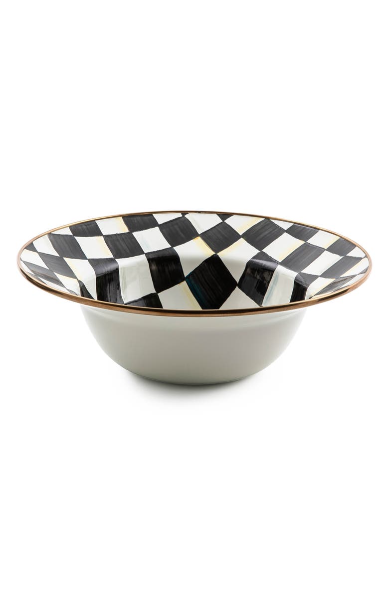 MACKENZIE CHILDS Courtly Check Enamel Serving Bowl, Main, color, Black/ White