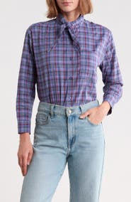 Trove New York Plaid Tie Neck Shirt