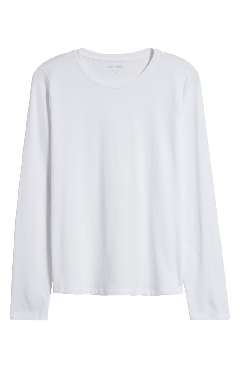 Eileen Fisher Long Sleeve Organic Cotton T-Shirt, Alternate, color, White
