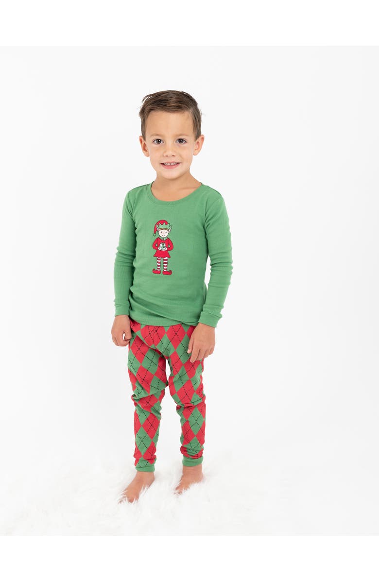 Leveret Kids Two-Piece Cotton Matching Family Holiday Pajamas, Argyles & Holiday Prints, Alternate, color, Argyle Red & Green