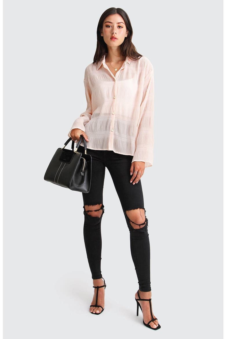 Yoko Shirred Chiffon Blouse, Alternate, color, Blush