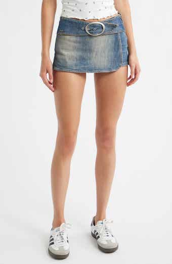 Belted Denim Miniskort