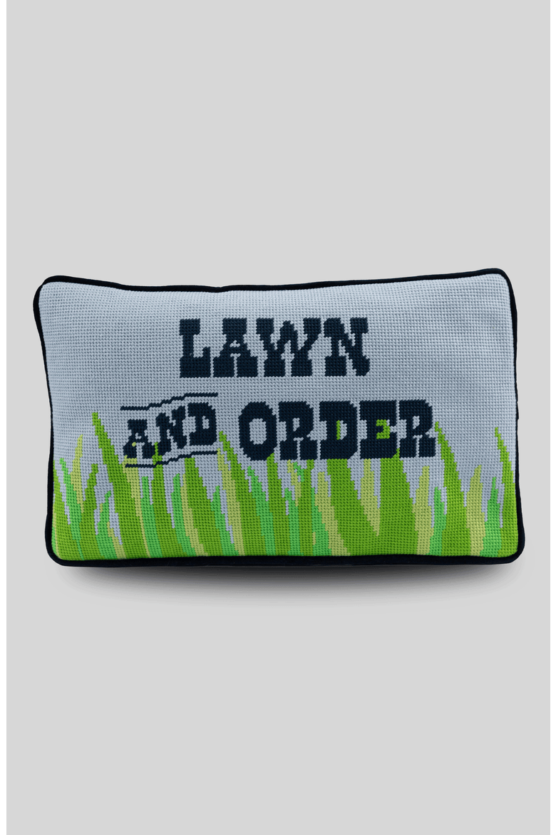 Lawn & Order Needlepoint Pillow, Main, color, Lawn & Other