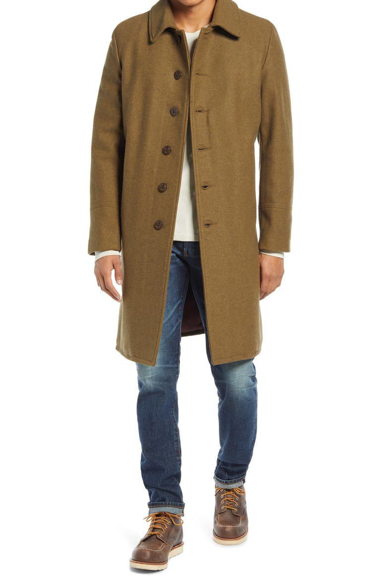 Wool Blend Officer's Coat, Main, color, OLIVE