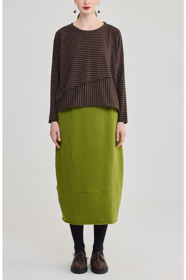 Ophelia Crew Neck Cotton Jersey Top, Alternate, color, Brown Striped