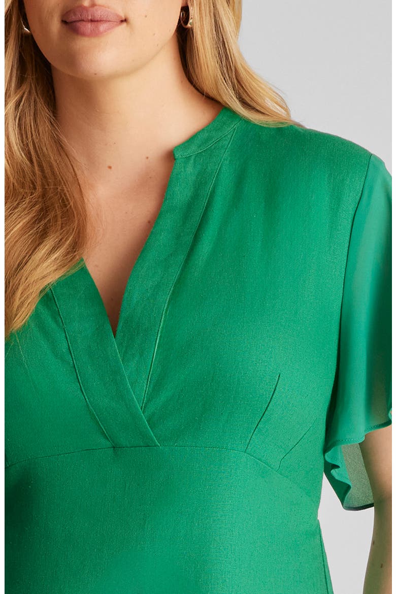 Claudia Linen Blend A-Line Dress, Alternate, color, GREEN