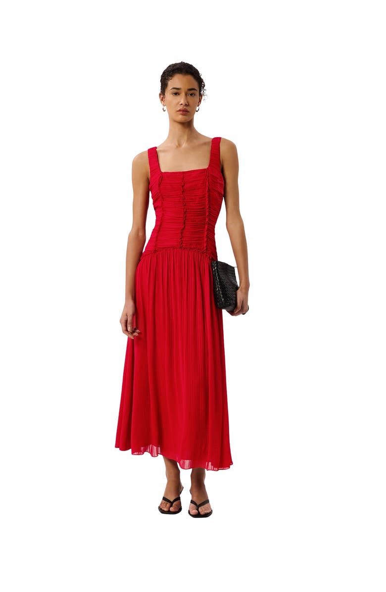 Whistles Square Neck Wide Strap Maxi Dress, Main, color, Red