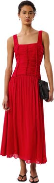 Whistles Square Neck Wide Strap Maxi Dress