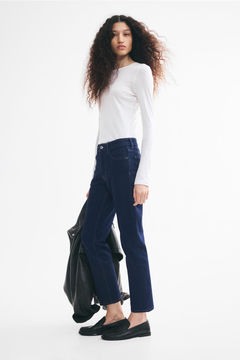 Straight Regular Waist Jeans, Alternate, color, Dark denim blue