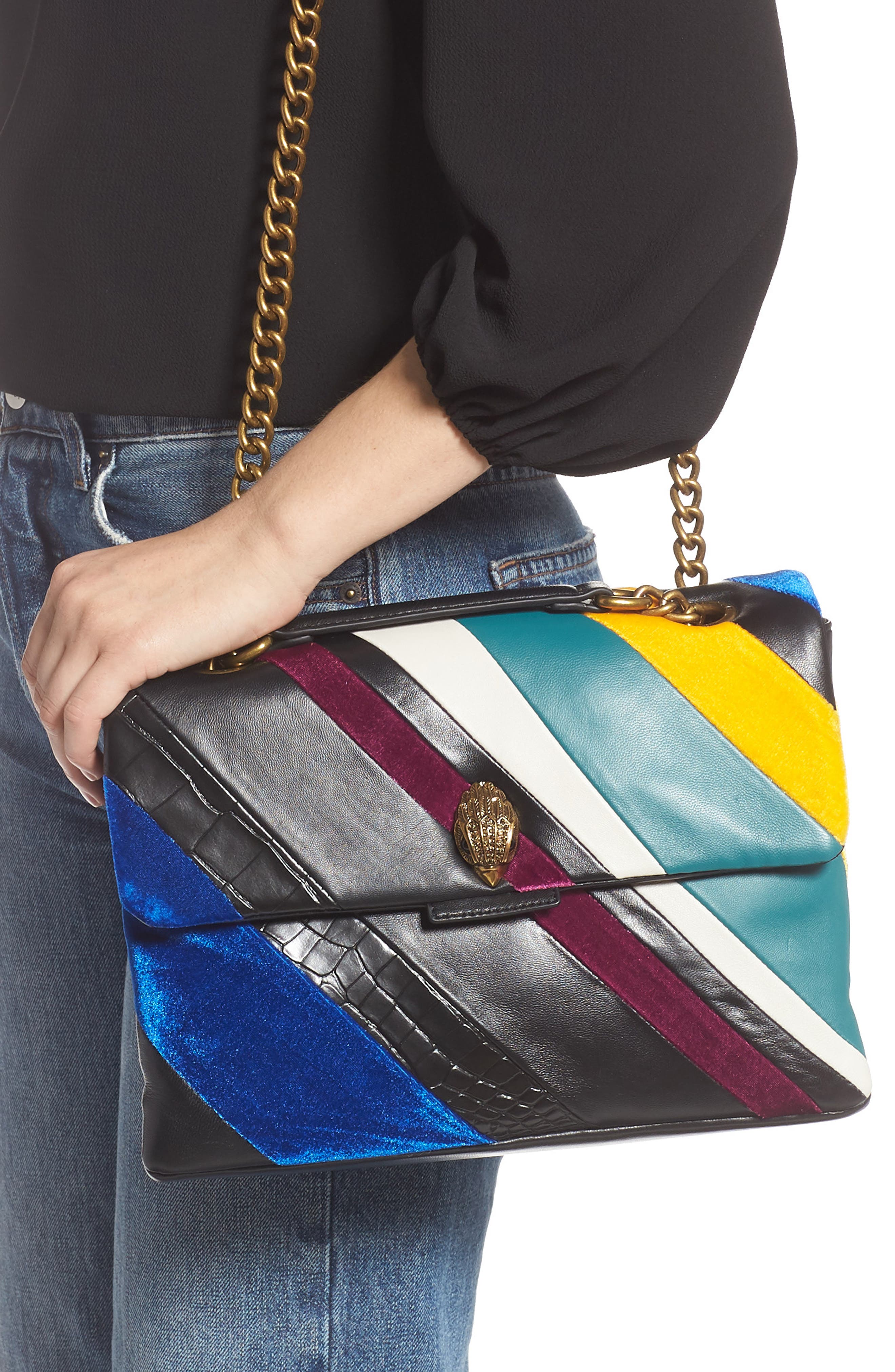 Kurt Geiger London Large Kensington Mixed Media Shoulder Bag, Alternate, color, 