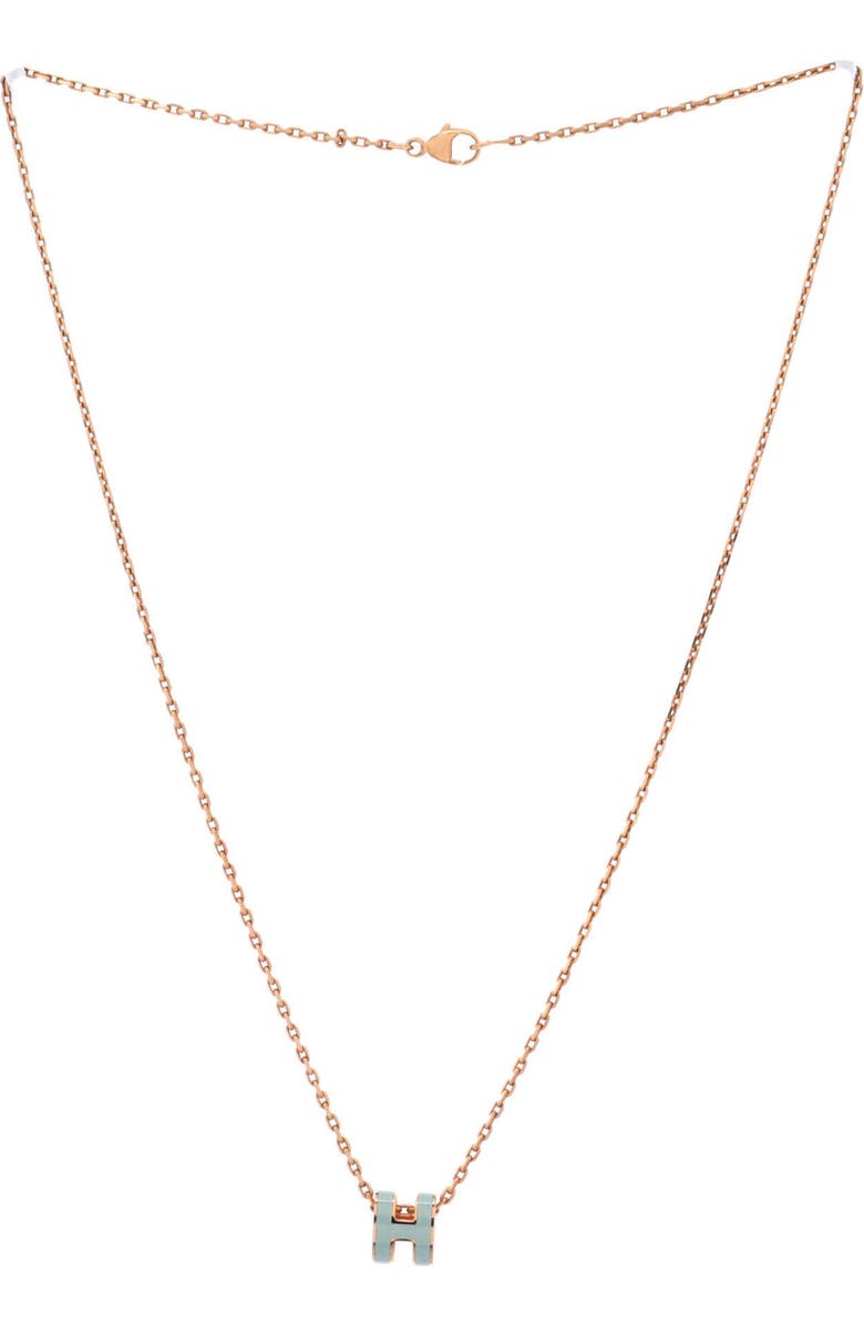 Pre-Owned Hermes Pop H Pendant Chain Necklace Metal and Enamel Mini, Alternate, color, Blue