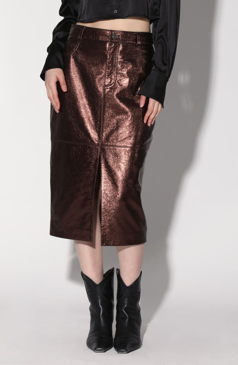 Walter Baker Glynice Metallic Leather Pencil Skirt, Main, color,