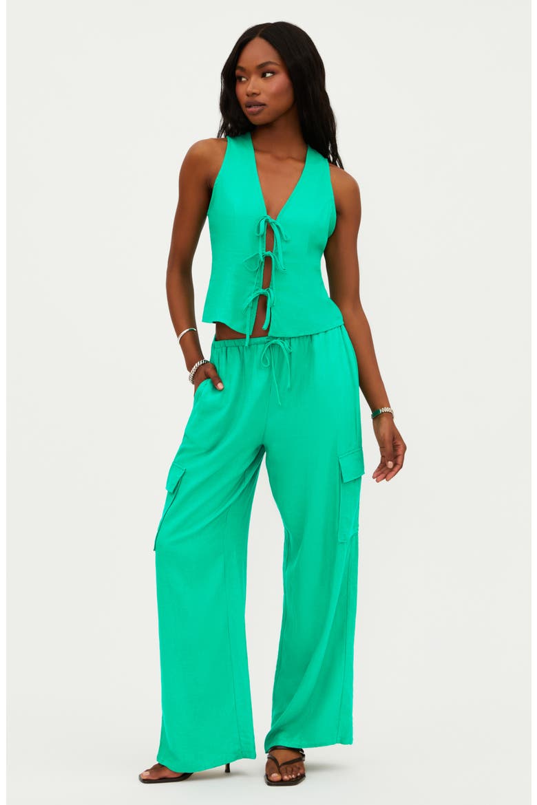 Arlowe Tie Front Vest, Alternate, color, MEDITERRANEAN MINT