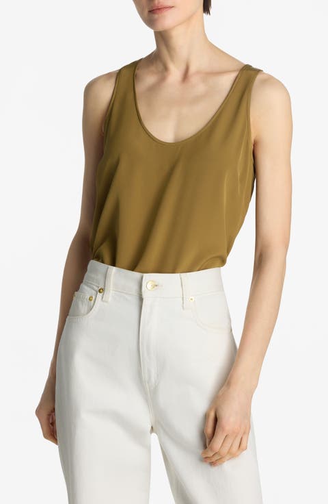 Scoop Neck Crêpe de Chine Shell