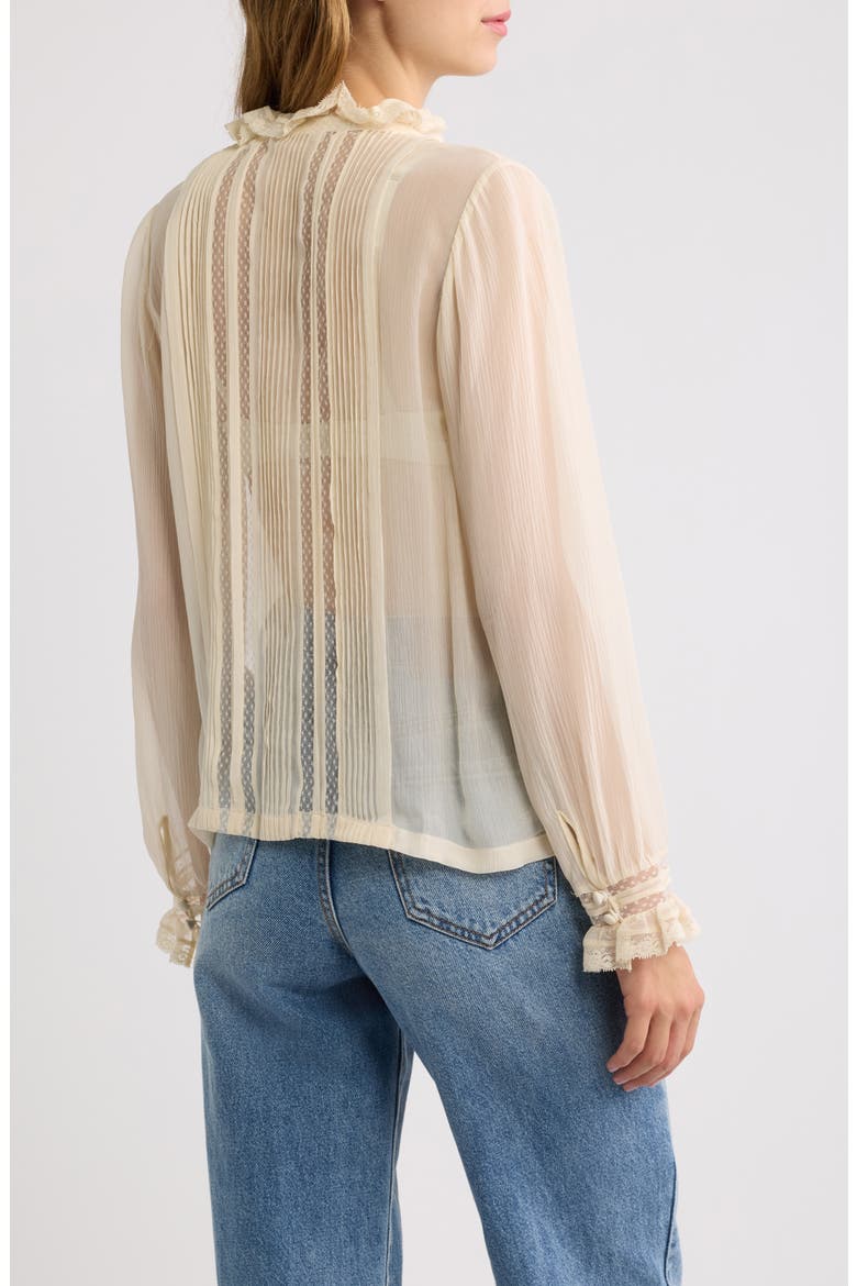 Magdeleine Pleated Silk Top, Alternate, color, CANDLELIGHT
