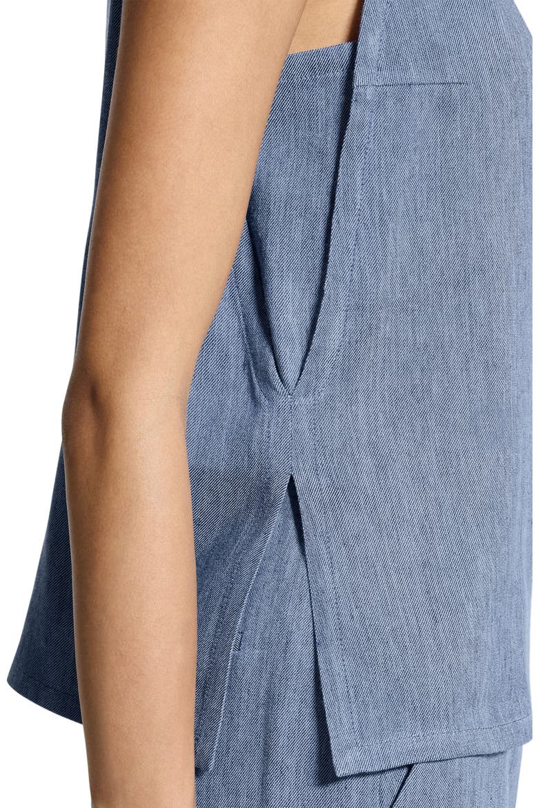 Apron Front Linen Blend Twill Camisole, Alternate, color, LIGHT DENIM