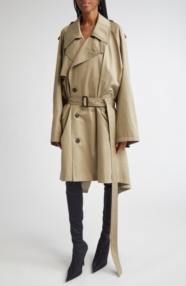 Balenciaga Draped Trench Coat, Alternate, color, 9772 Explorer Beige
