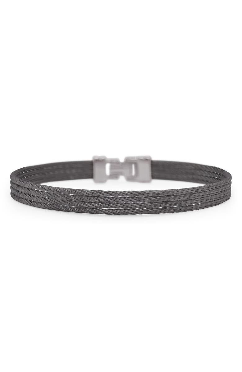 ALOR<sup>®</sup> Stainless Steel 4-Row Twisted Cable Bracelet, Main, color, Black