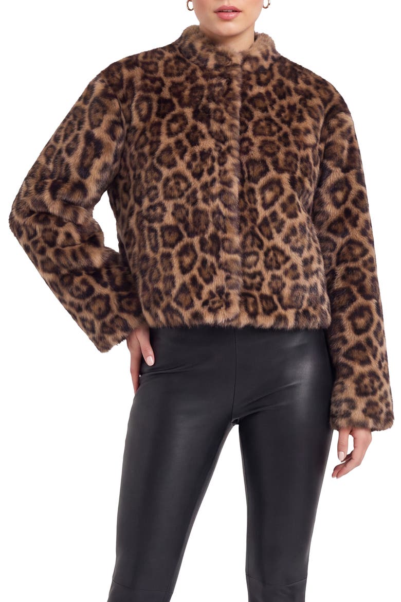 Fur-Free Mink (Faux Fur) Collarless Jacket, Main, color, LPRD PRINT