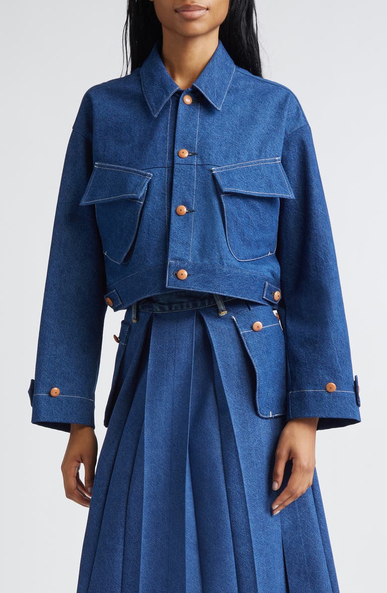 KURO Utility Pocket Denim Jacket, Main, color, Indigo