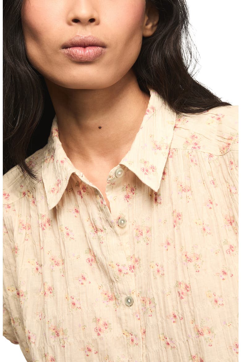 Floral Stretch Cotton Button-Up Shirt, Alternate, color, CREAM FLORAL