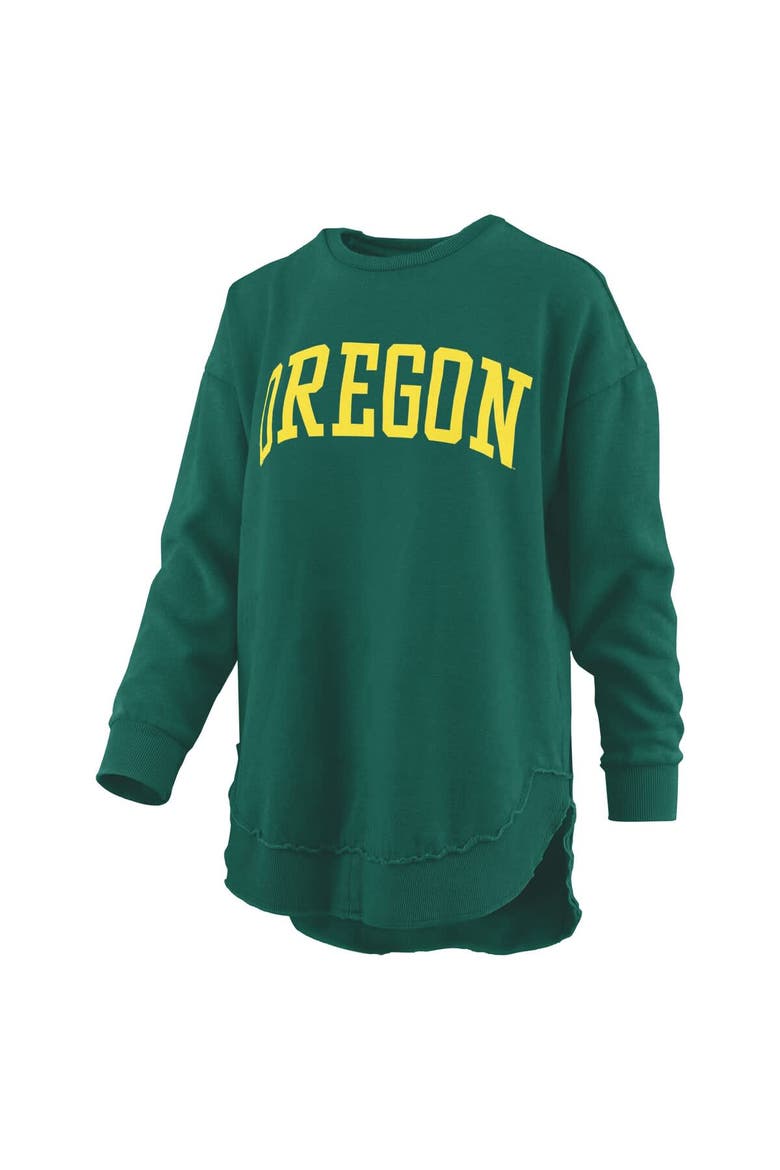 Women's Pressbox  Green Oregon Ducks Melange Poncho Vintage Fleece Long Sleeve Pullover Sweatshirt, Alternate, color, Green