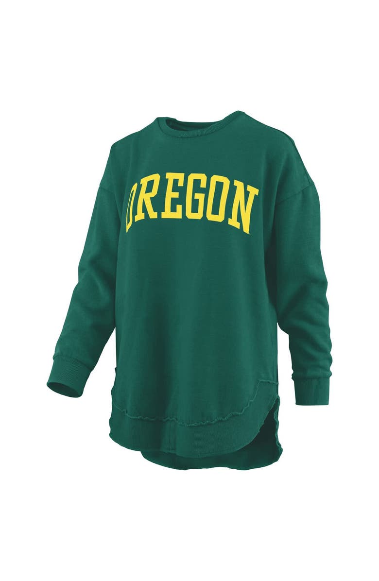 PRESSBOX Women's Pressbox Green Oregon Ducks Melange Poncho Vintage Fleece Long Sleeve Pullover Sweatshirt, Alternate, color, Green