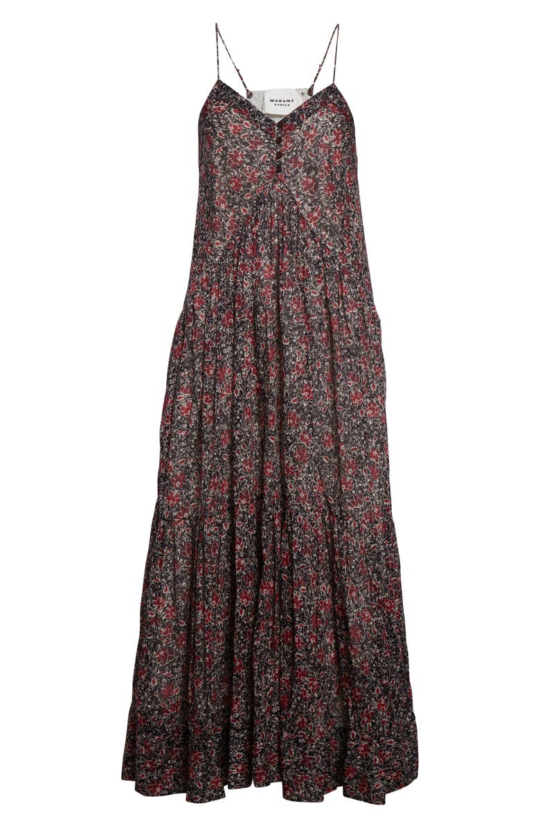 Isabel Marant Étoile Sabba Tiered Cotton Maxi Dress, Alternate, color, Crushed Berry