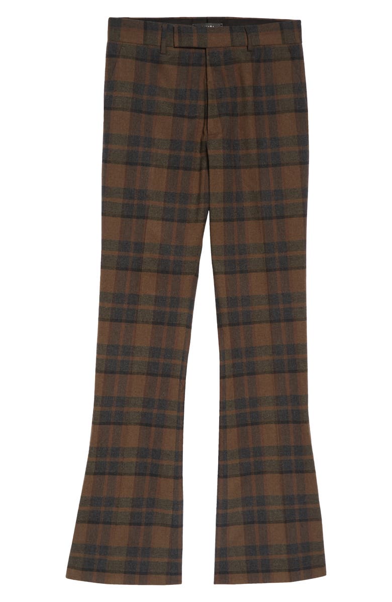 AMIRI Plaid Split Hem Flare Leg Pants, Alternate, color, 