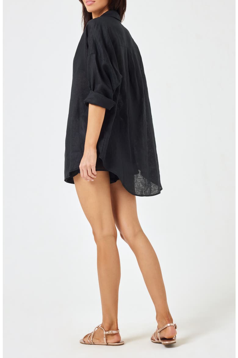 Rio Linen Cover-Up Tunic, Alternate, color, BLACK