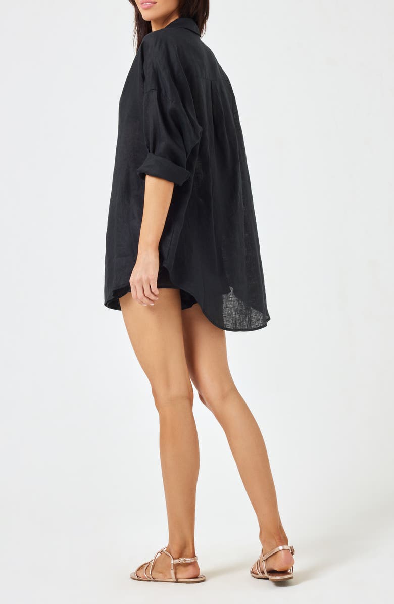 LSPACE Rio Linen Cover-Up Tunic, Alternate, color, Black