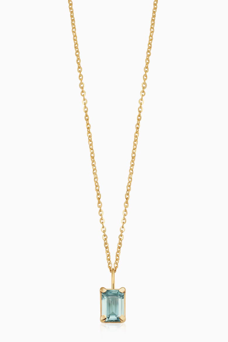 14K Gold Date Me Birthstone Pendant Necklace, Main, color, Sky Blue Topaz - March