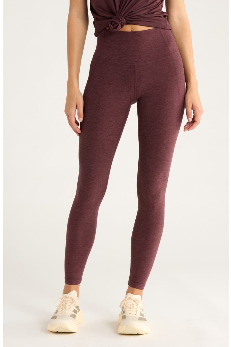 Renew High Waist Pocket Leggings, Main, color, BURGUNDY FUDGE MELANGE