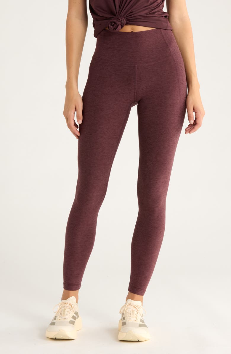 Zella Renew High Waist Pocket Leggings, Main, color, Burgundy Fudge Melange
