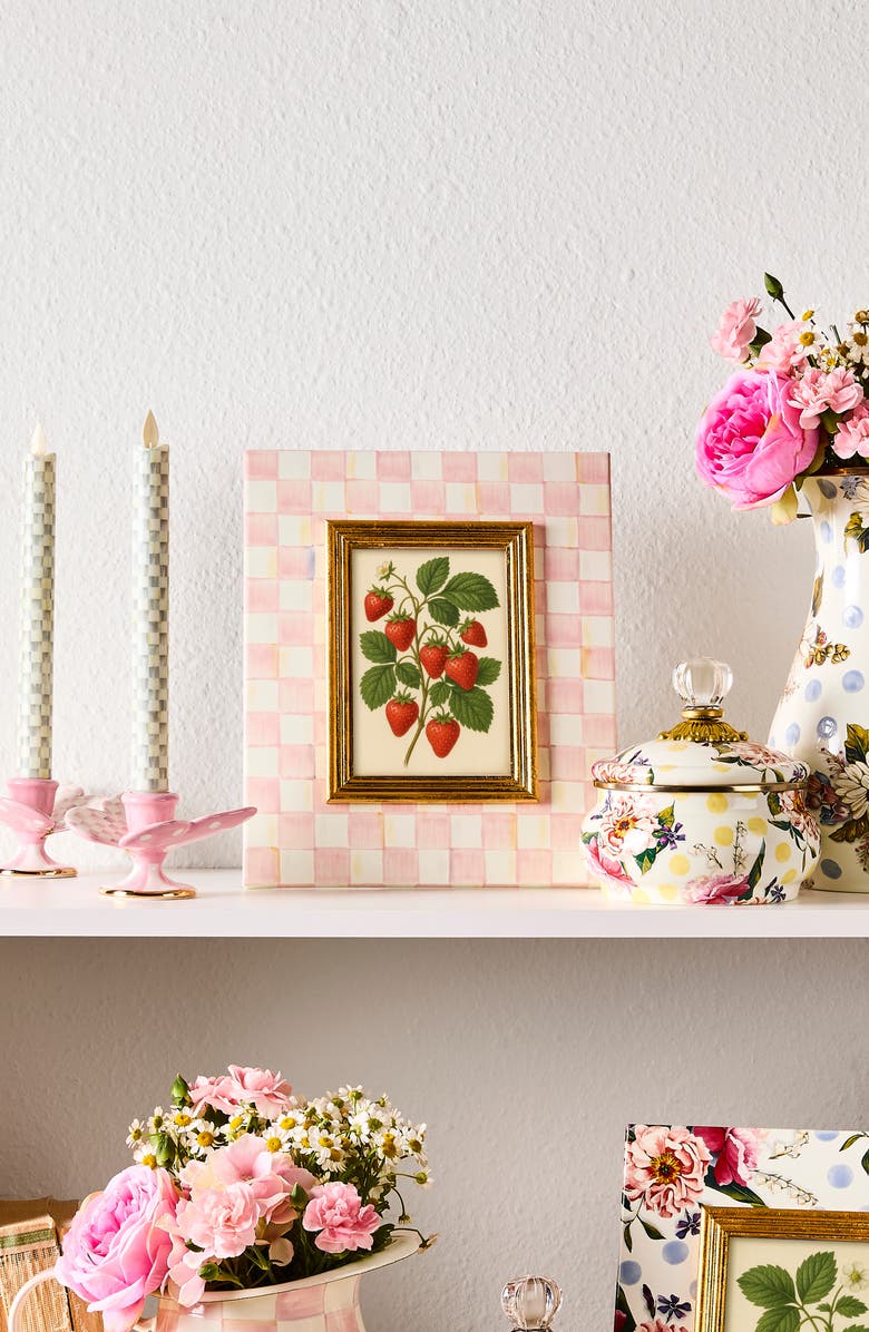 MACKENZIE CHILDS Rosy Check Enameled Steel 4 x 6-Inch Picture Frame, Alternate, color, Rosy